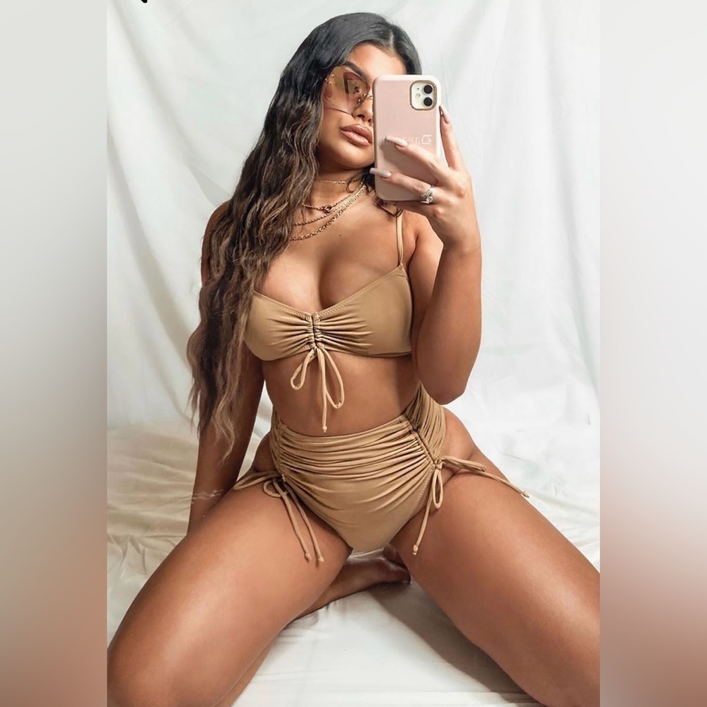 NWT Señorita Margarita 2 piece Tan Fashion Nova Small Bathing Suit Bikini Thong